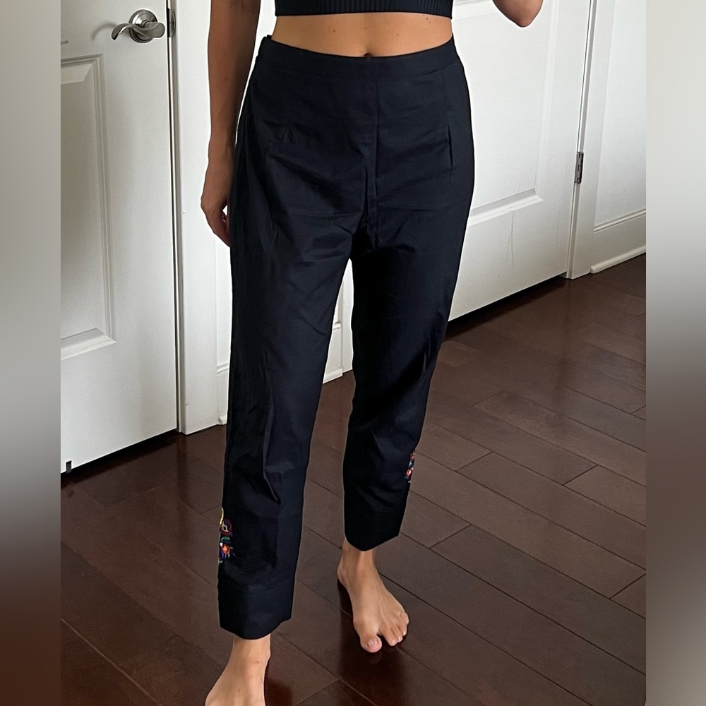 Women's Black Embroidered Pants